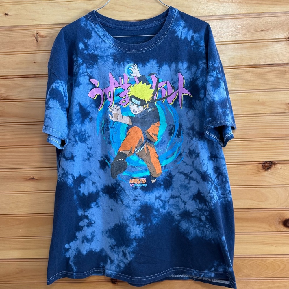 Naruto Tie-Dye T-Shirt - Blue and Orange Large